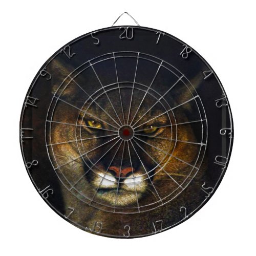 Big Cat Cougar Mountain Lion Art Design Dartboard With Darts