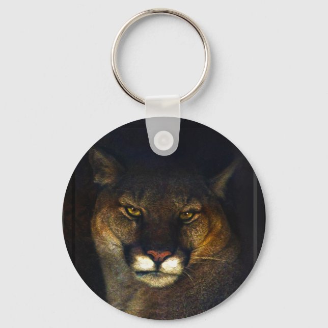 Big Cat Cougar Mountain Lion Art Design Keychain (Front)