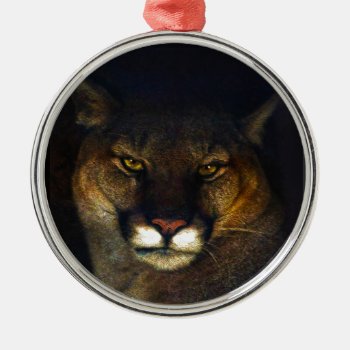 Big Cat Cougar Mountain Lion Art Design Metal Ornament by RavenSpiritPrints at Zazzle