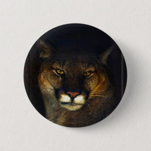 Big Cat Cougar Mountain Lion Art Design Pinback Button