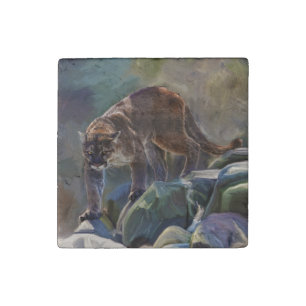 Big Cat Cougar, Puma Wildlife Photo Portrait 1 Stone Magnet