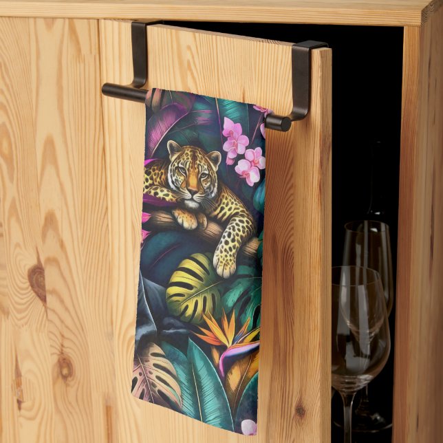 Big Cat Dreams Seamless Surface Pattern Kitchen Towel (Thirds Fold)