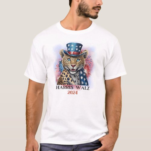 BIG CAT LEOPARD FOR HARRIS WALZ 2024 T_Shirt