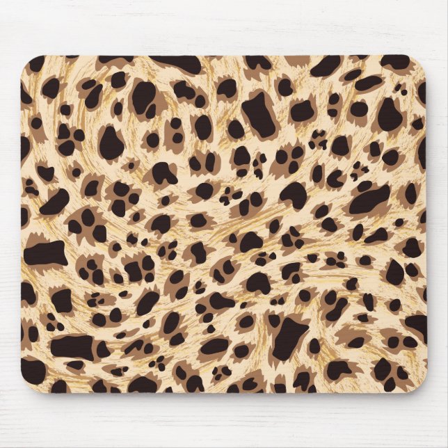 Big Cat, Leopard Fur Print Seamless Pattern Design Mouse Pad (Front)