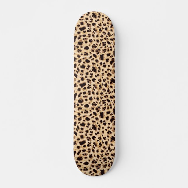 Big Cat, Leopard Fur Print Seamless Pattern Design Skateboard (Front)