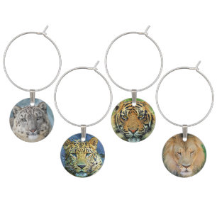 Big Cat Lion Tiger Leopard Snow Leopard Wine Charm