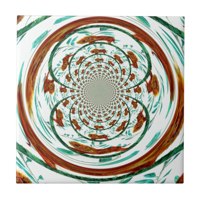 Big Cat Lions Wildlife Abstract Pattern Tile (Front)