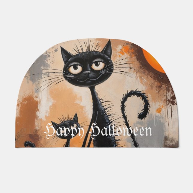 Big Cat Little Cat Halloween  Doormat (Front)