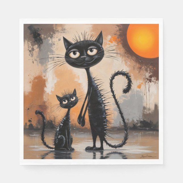 Big Cat Little Cat Halloween  Napkins (Front)