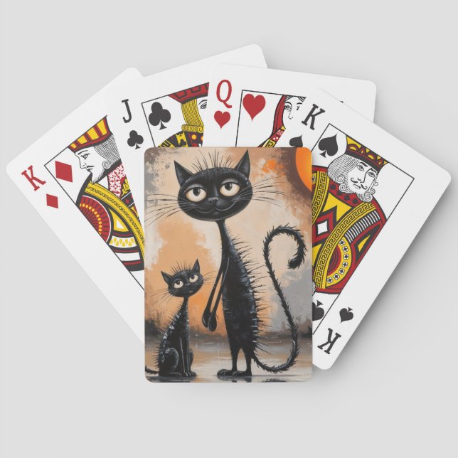 Big Cat Little Cat Halloween  Poker Cards (Back)