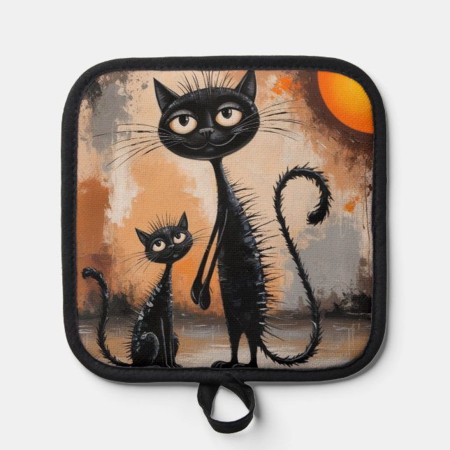 Big Cat Little Cat Halloween  Pot Holder (Front)