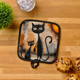 Big Cat Little Cat Halloween  Pot Holder