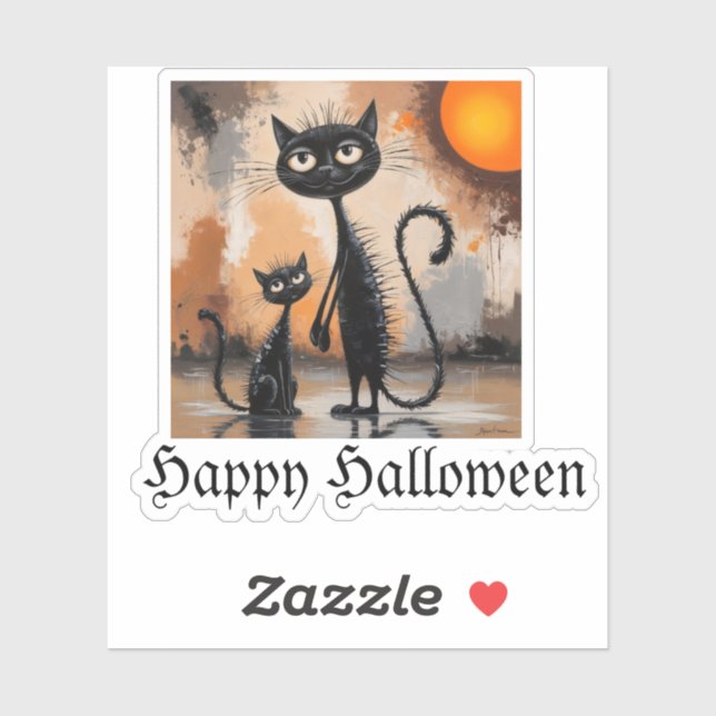 Big Cat Little Cat Halloween  Sticker (Sheet)