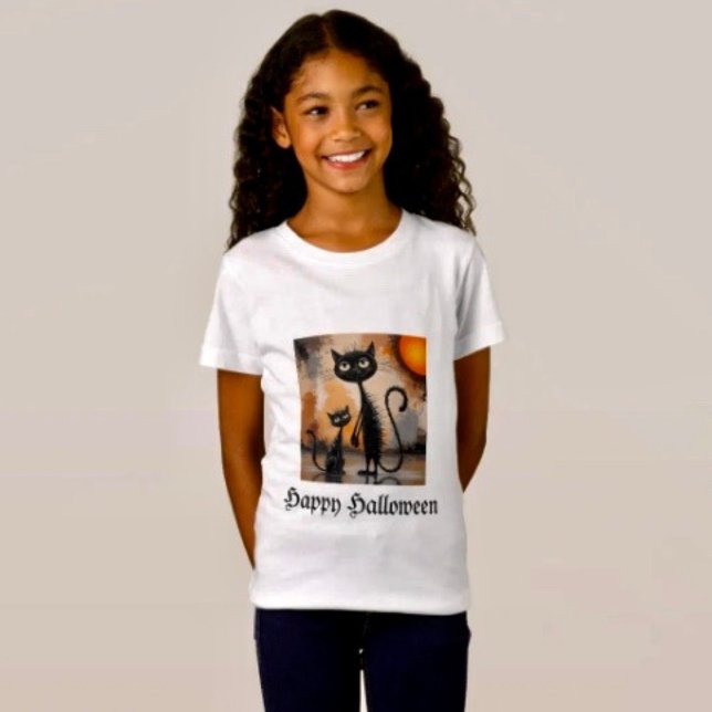 Big Cat Little Cat Halloween  T-Shirt (Comfy tri-blend women’s tee feminine fit, scoop neck, short sleeves, relaxed )
