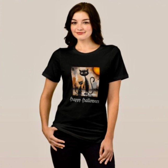Big Cat Little Cat Halloween  Tri-Blend Shirt (Comfy tri-blend women’s tee feminine fit, scoop neck, short sleeves, relaxed fit.  
)