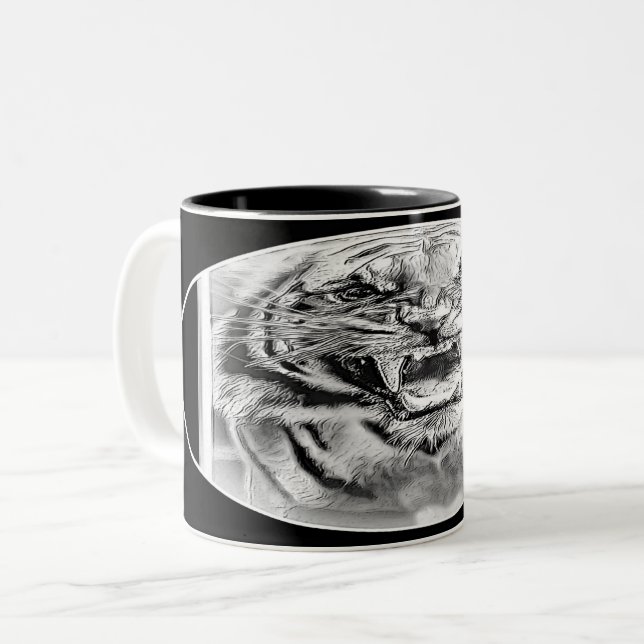 Big Cat Models: Mad Tigers 01-04 Two-Tone Coffee Mug (Front Left)