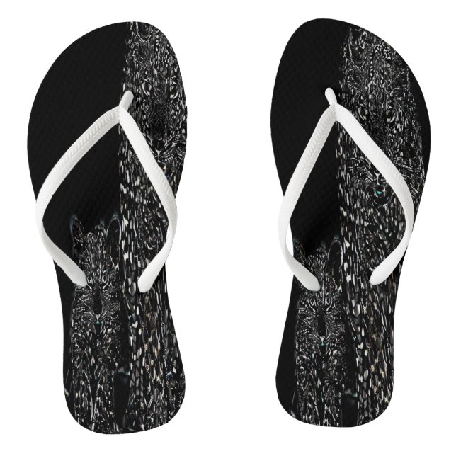 Big Cat Models: Magnified Snow Leopard & Cub 01-03 Flip Flops (Footbed)
