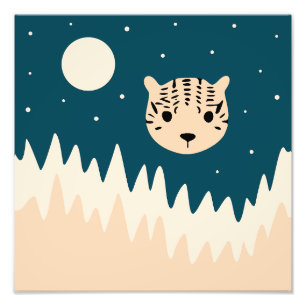 Big cat night sky photo print