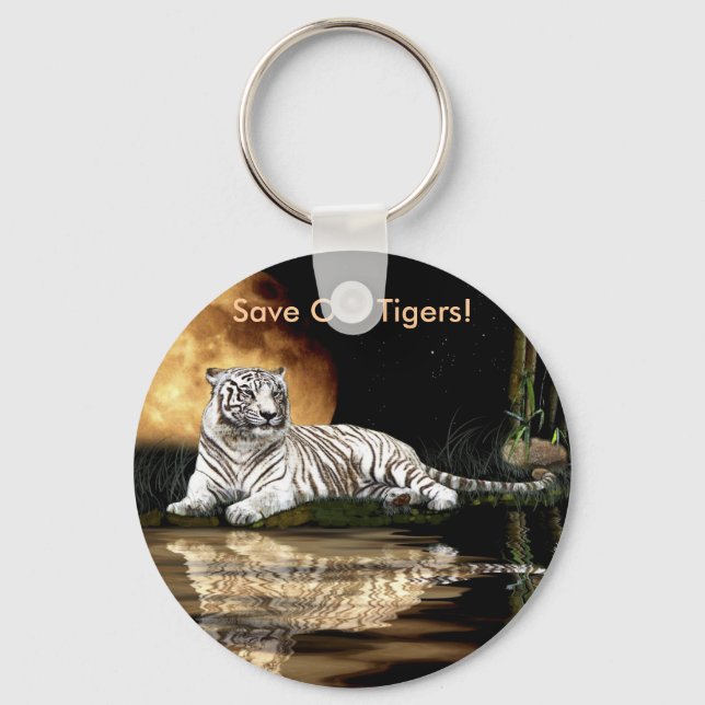 Big Cat Rare White Tiger Collection Keychain (Front)