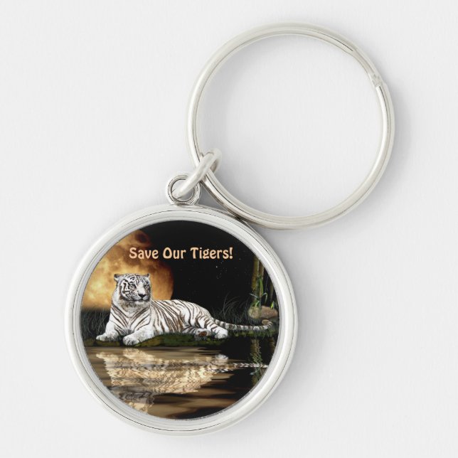 Big Cat Rare White Tiger Collection Keychain (Front)