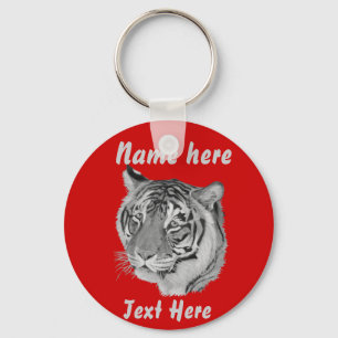 big cat realist portrait picture of tiger keychain