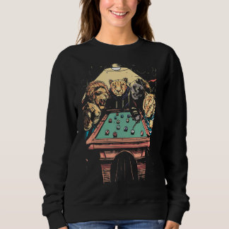 Big Cats Playing Pool Billiard 8 Ball Animal Sweatshirt