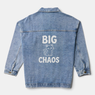 Big Chaos Cat   Cute Black Cat   Funny Cat Lover Denim Jacket