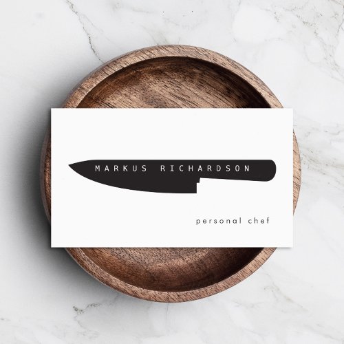 Big Chef Knife Logo for Personal Chef Catering Business Card