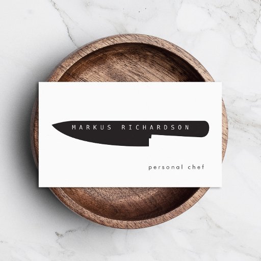 Customizable Big Chef Knife Logo for Personal Chef, Catering Business Card