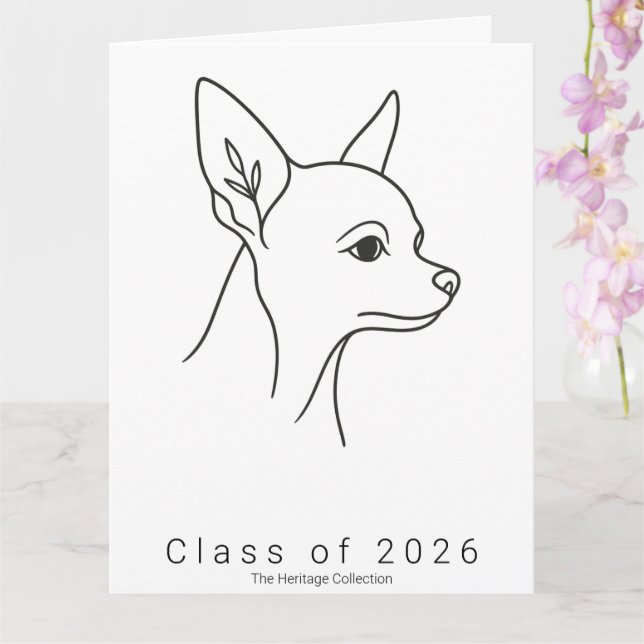Big Chihuahua Portrait Graduation Card Class of 20 (Orchid)