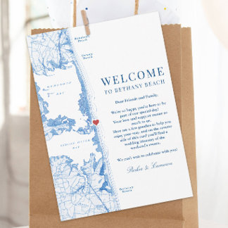 Big Chill Beach Club Wedding Itinerary Welcome Thank You Card