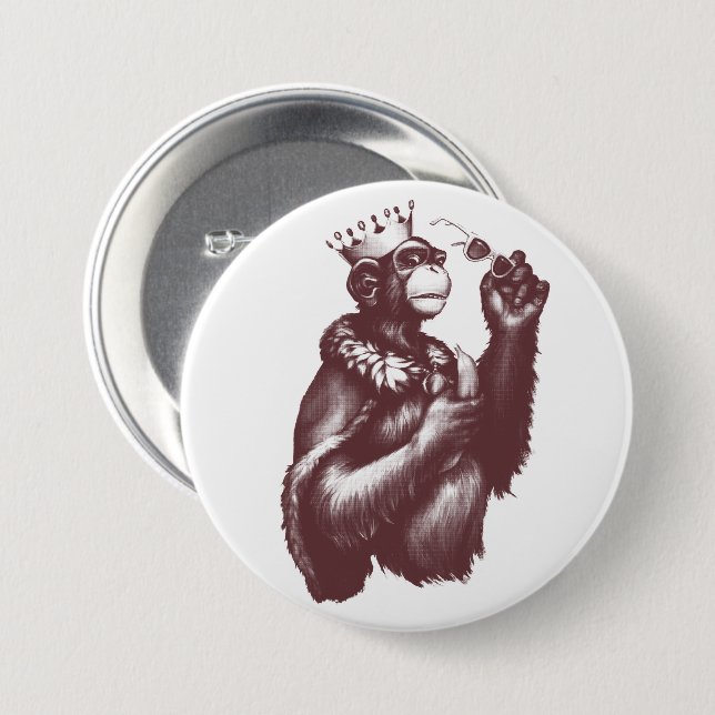 Big Chimpin' (Monochrome) Pinback Button (Front & Back)