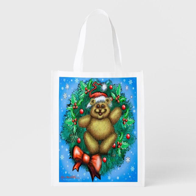 Big Christmas Bear Grocery Bag (Front)
