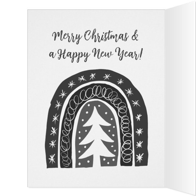 Big Christmas card with Boho x-mas tree drawing (Inside (Left))