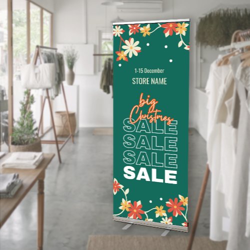 Big Christmas Flower Sale Holiday Vibes Retractable Banner