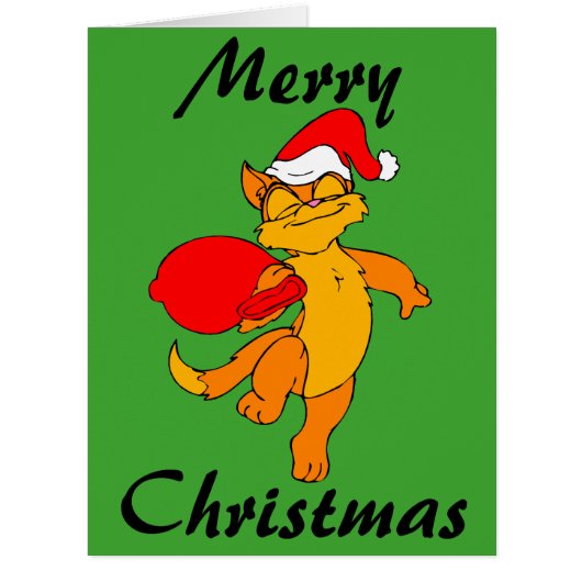 Big Christmas Ginger Santa Cat Cards (Front)