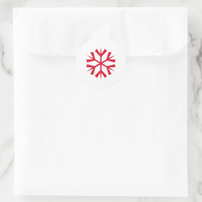 Big Christmas Red Snowflake Kids Art Craft Holiday Classic Round Sticker (Bag)