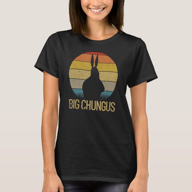 Big Chungus Retro Sunset Vintage Dank Meme Big Chu T-Shirt (Front)