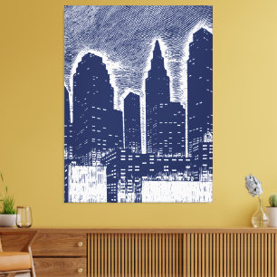 Big City Night Lights cityscape skyline Canvas Print
