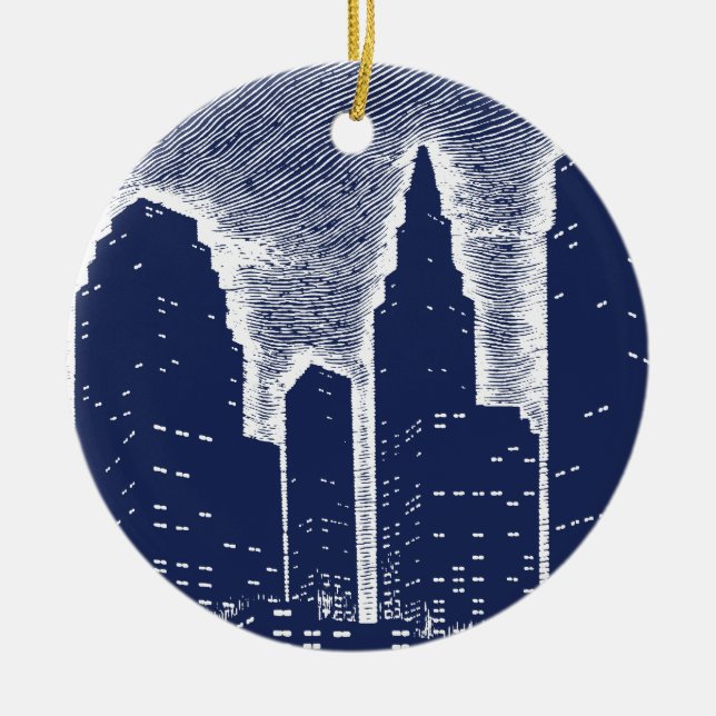 Big City Night Lights cityscape skyline Ceramic Ornament (Front)