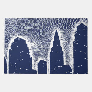 Big City Night Lights cityscape skyline Doormat
