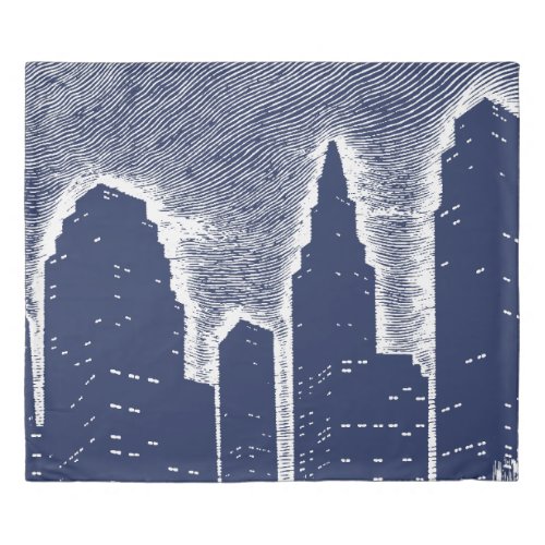 Big City Night Lights cityscape skyline Duvet Cover