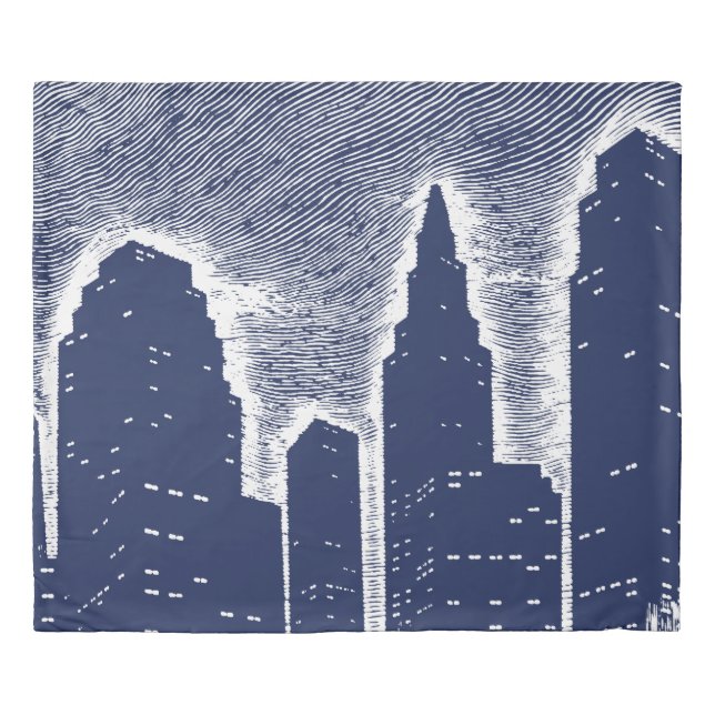 Big City Night Lights cityscape skyline Duvet Cover (Front)