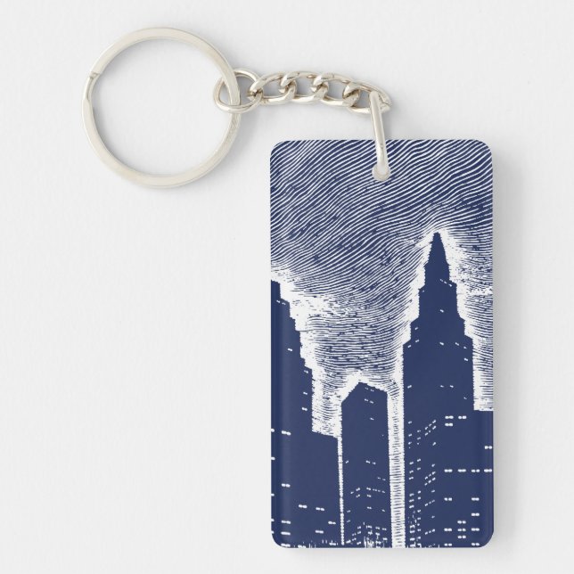 Big City Night Lights cityscape skyline Keychain (Front)
