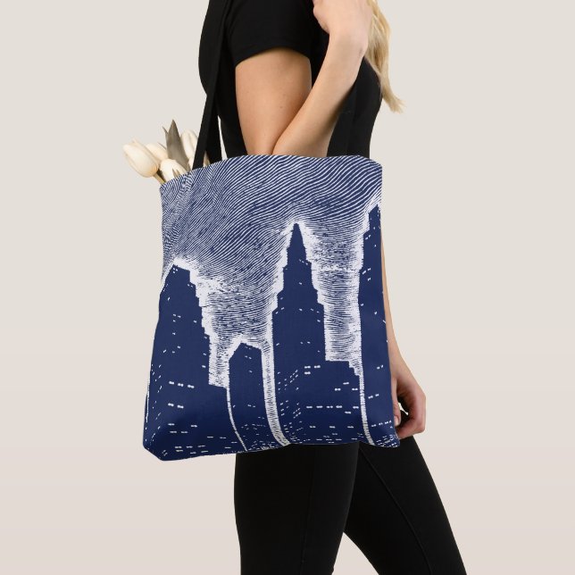 Big City Night Lights cityscape skyline Tote Bag (Close Up)