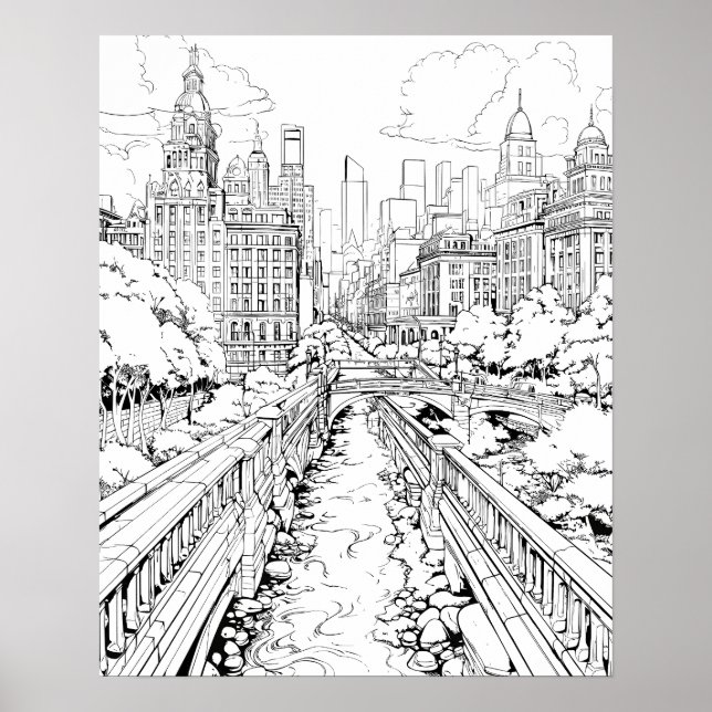 Big City Park Coloring Poster (Front)