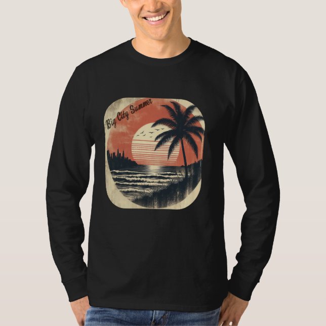 Big City Summer Sunshine Beach Tropical Retro Vibe T-Shirt (Front)