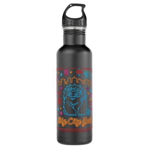 Big City Yeti Neon Sign Graphic Stainless Steel Water Bottle