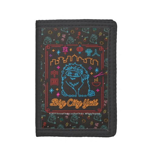 Big City Yeti Neon Sign Graphic Trifold Wallet