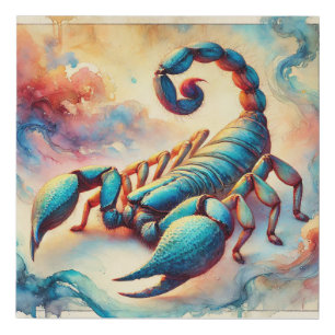 Big Clawed Scorpion 061124AREF146 - Watercolor Faux Canvas Print